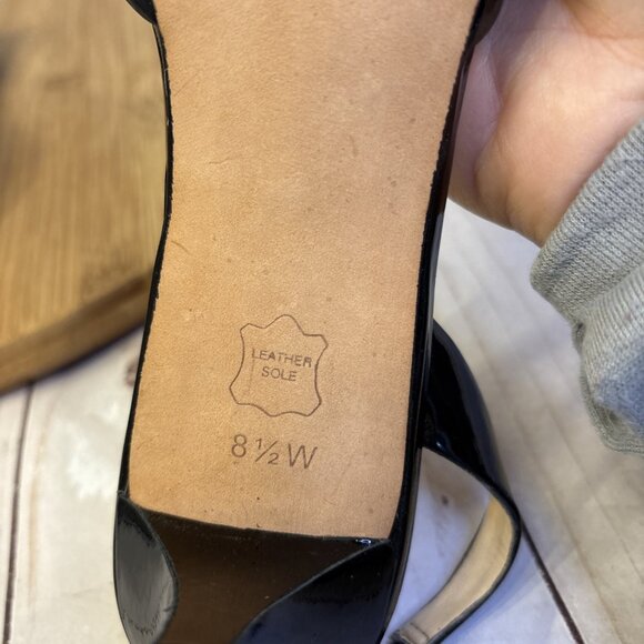 Talbots Sling Back Black Patent Leather Kitten Heels - Picture 12 of 13